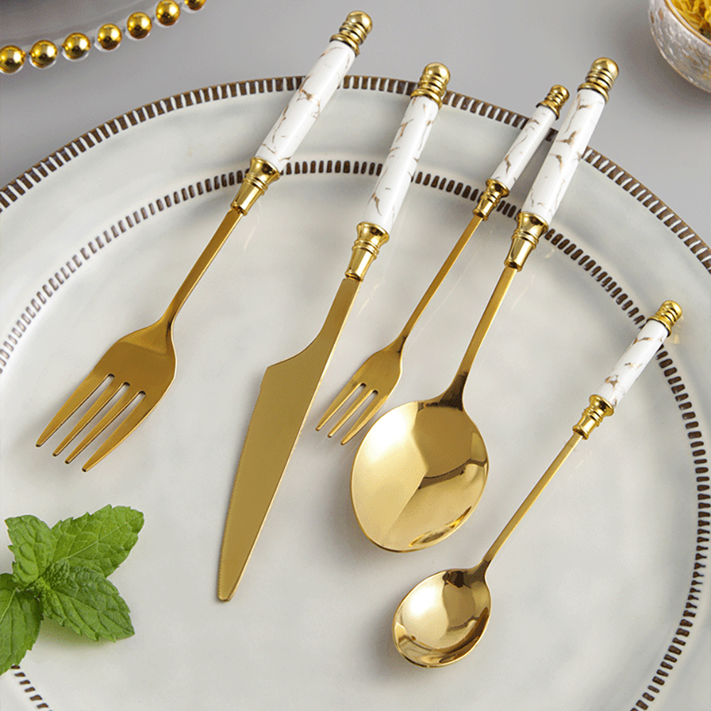 60 Pieces Stainless Steel Flatware Set with Ceramic Coated Handle, Service for 12