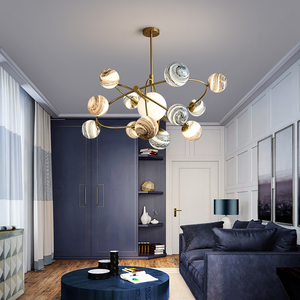 Modern Creative Design 13-light Rotating Planet Chandelier Stainless Steel Frame in US