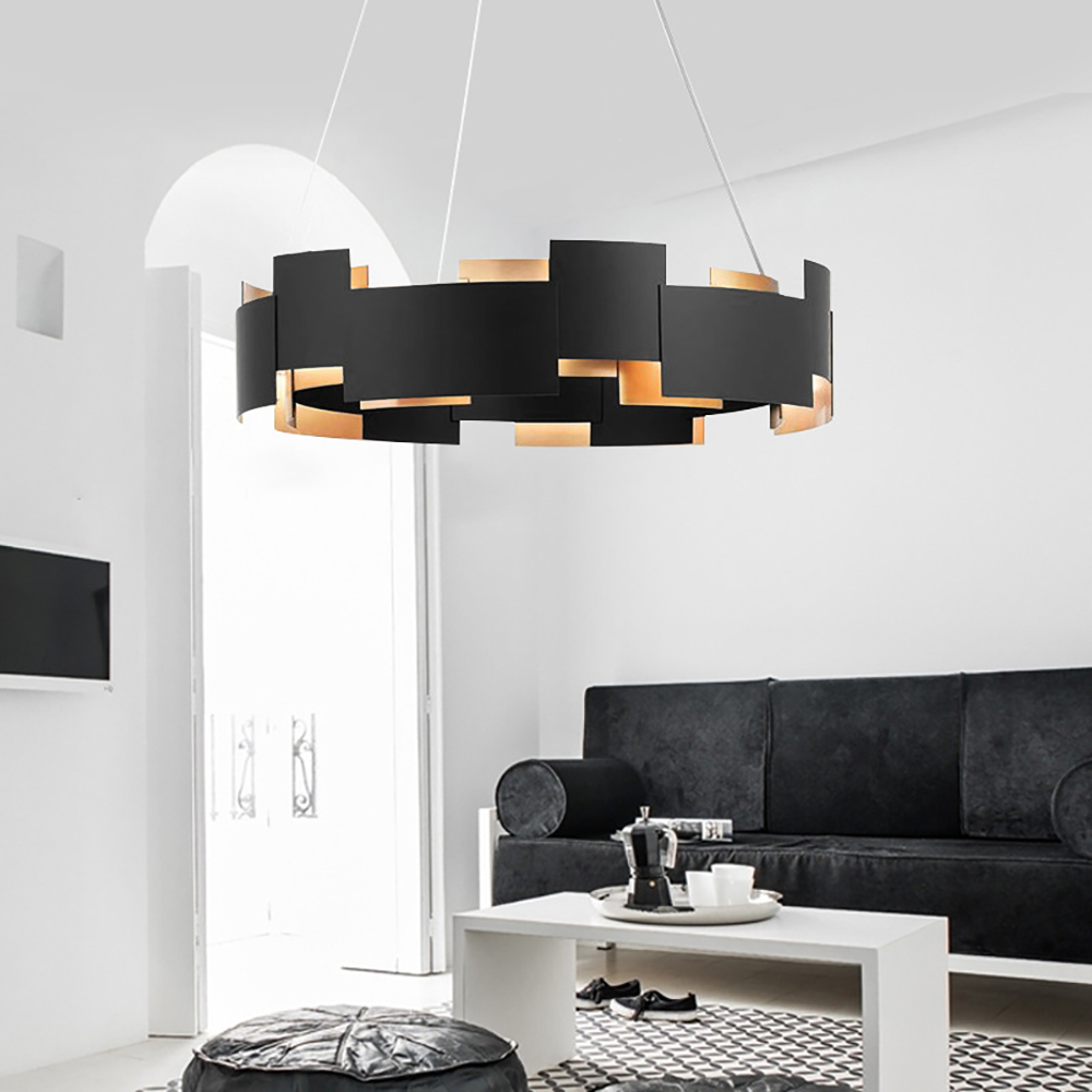 Modern 8-light Living Room Led Chandelier in Black in US