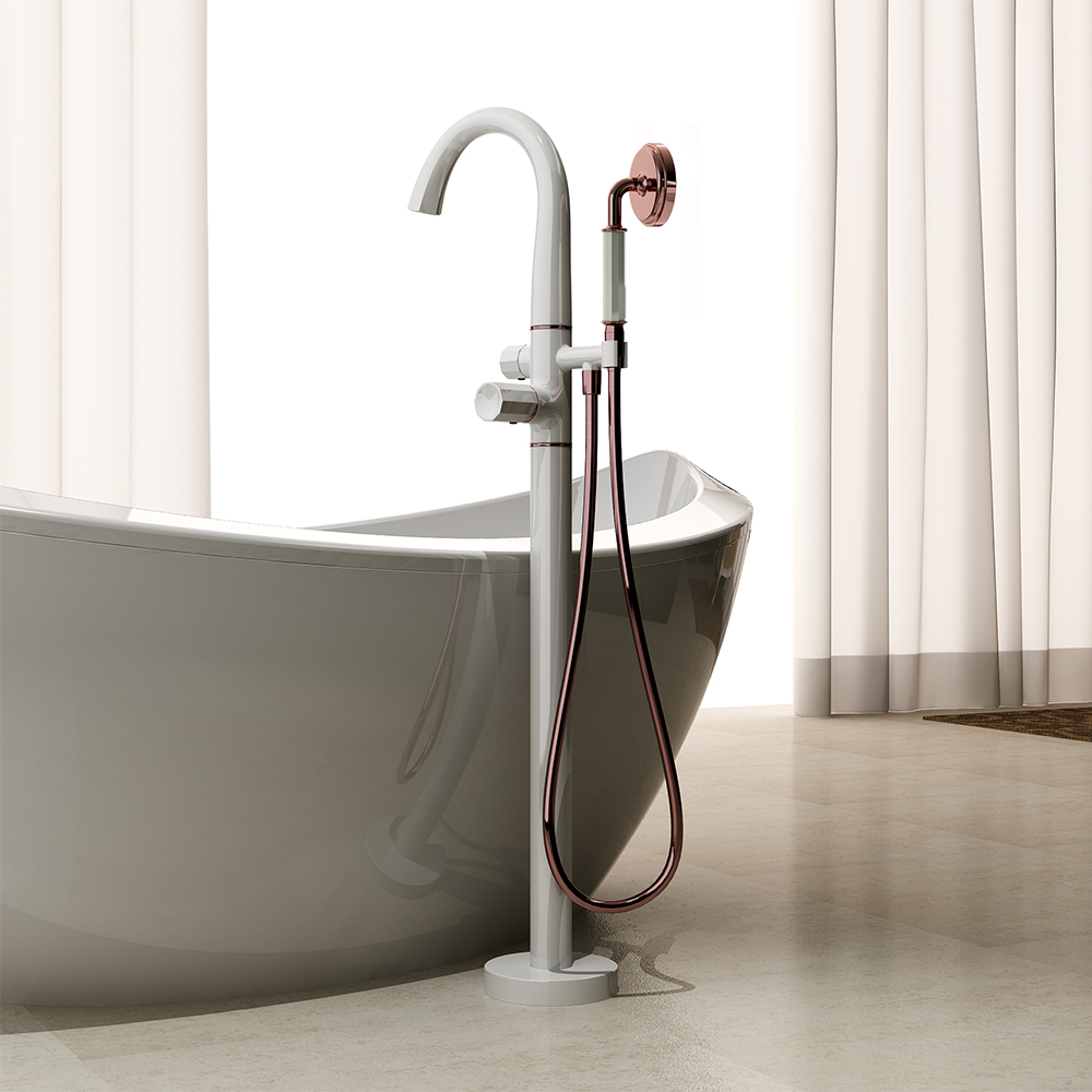 Missic Freestanding Tub Filler Faucet With Handheld Shower Solid Brass in US