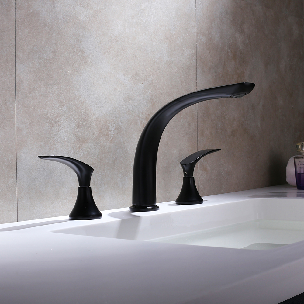 Aerated Spout Widespread Bathroom Sink Faucet Solid Brass in US