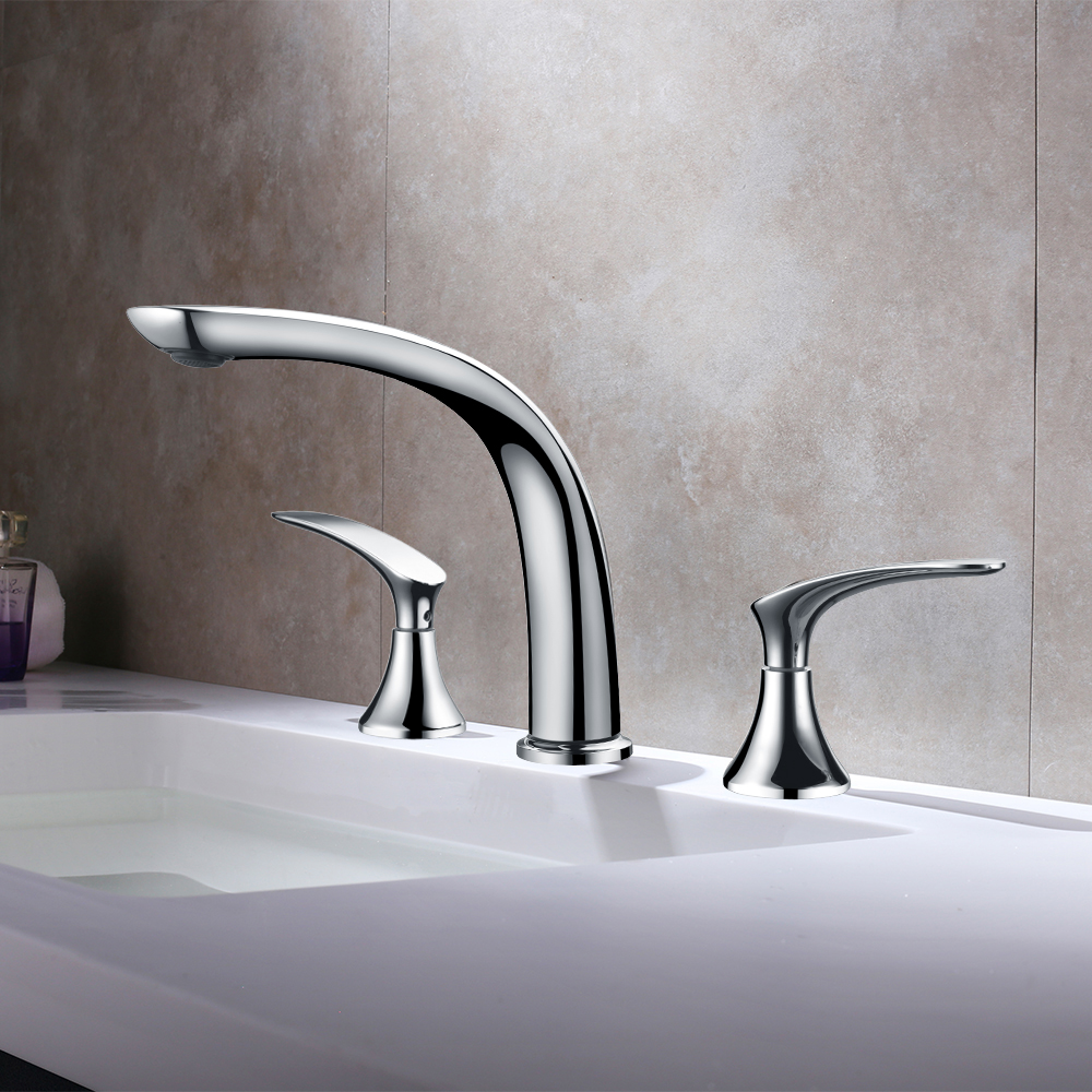 Aerated Spout Widespread Bathroom Sink Faucet Solid Brass in US