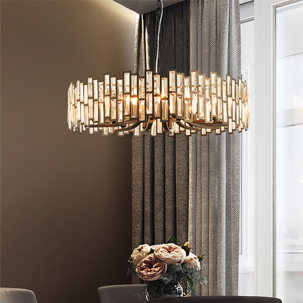 Clytia Modern Geometric Crystal Chandelier 14-Light with Adjustable Chain in Black