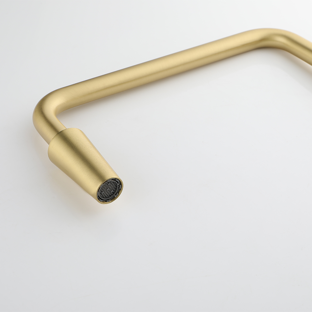 Tront Single Hole Bathroom Vessel Sink Faucet Solid Brass in Brushed Gold