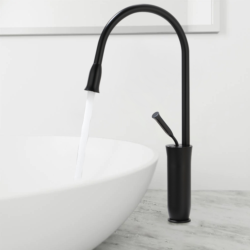 Tront Single Hole Bathroom Vessel Sink Faucet Solid Brass in Black in US