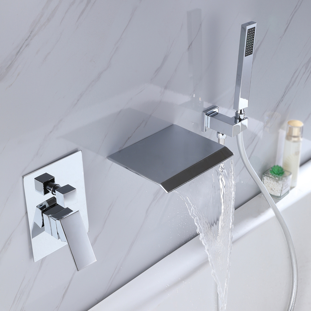 Solid Brass Single Handle Wall Mount Tub Faucet in Polished Chrome