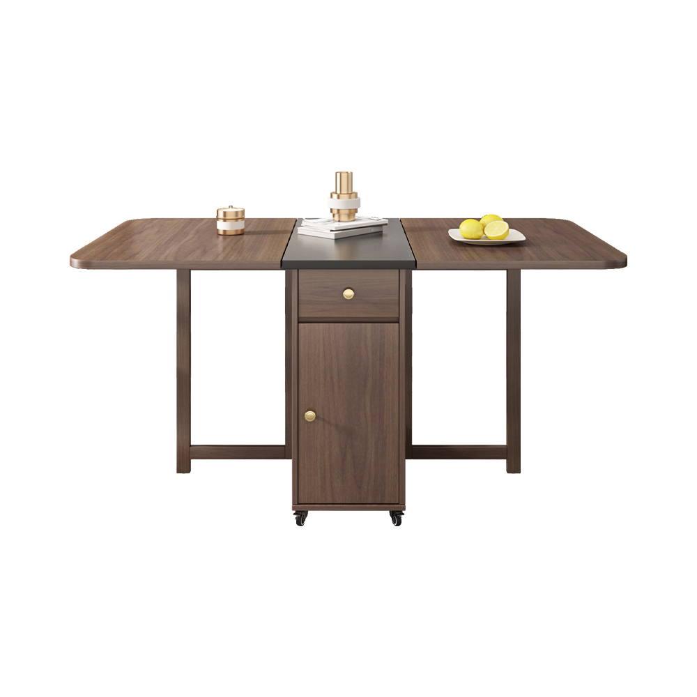 Dining Table Set 59" Rectangle Expandable Dining Table Ash Wood Foldable Walnut with 4 Chairs