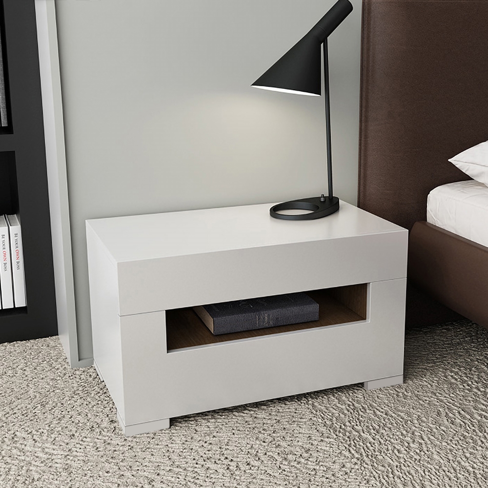 Modern Nightstand White 2-drawer Bedside Table in US