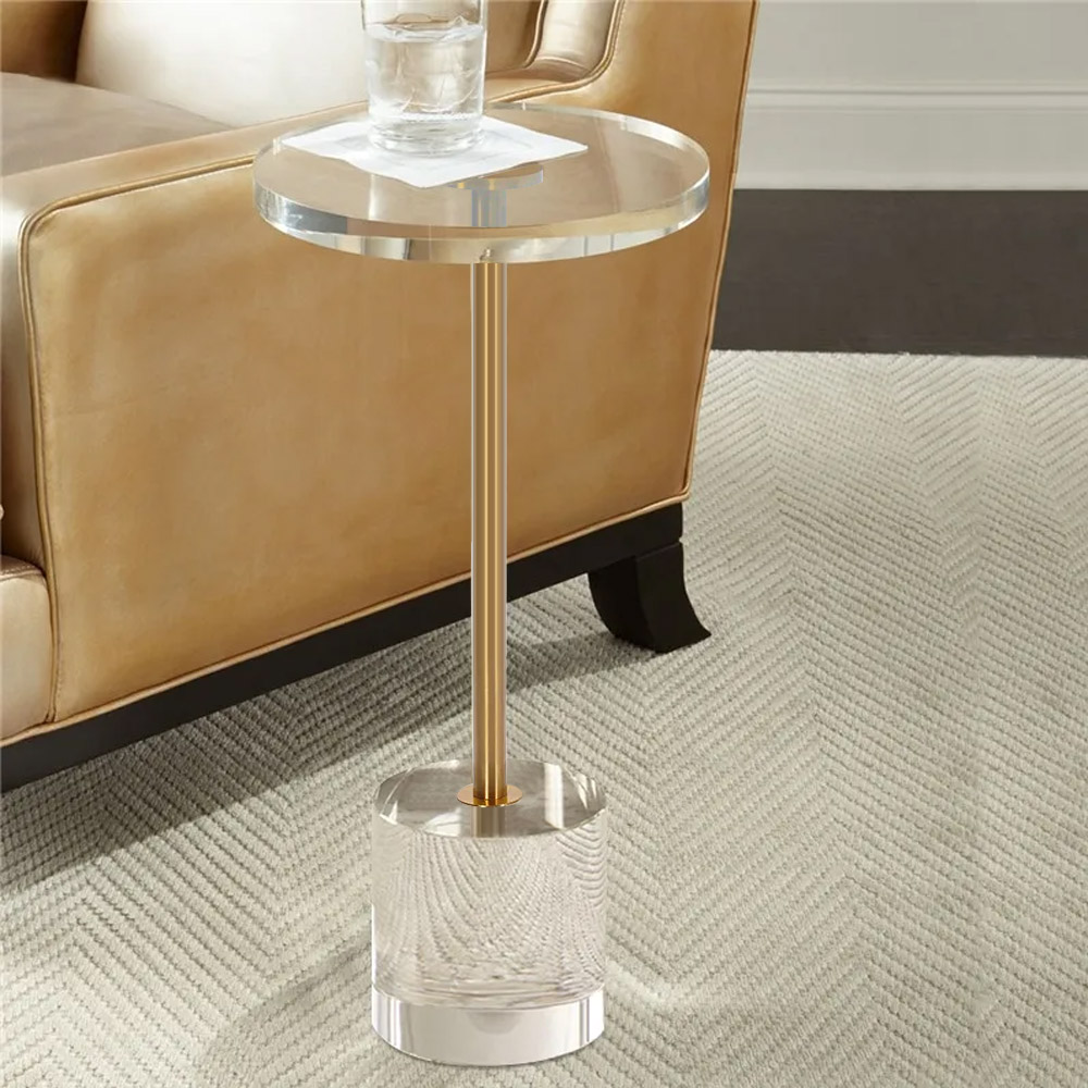 Acrylic Round Side Table Clear Stylish End Table Stainless Steel in US
