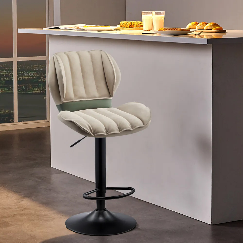 Backrest Adjustable Height Pu Leather Upholstered Swivel Bar Stool in US
