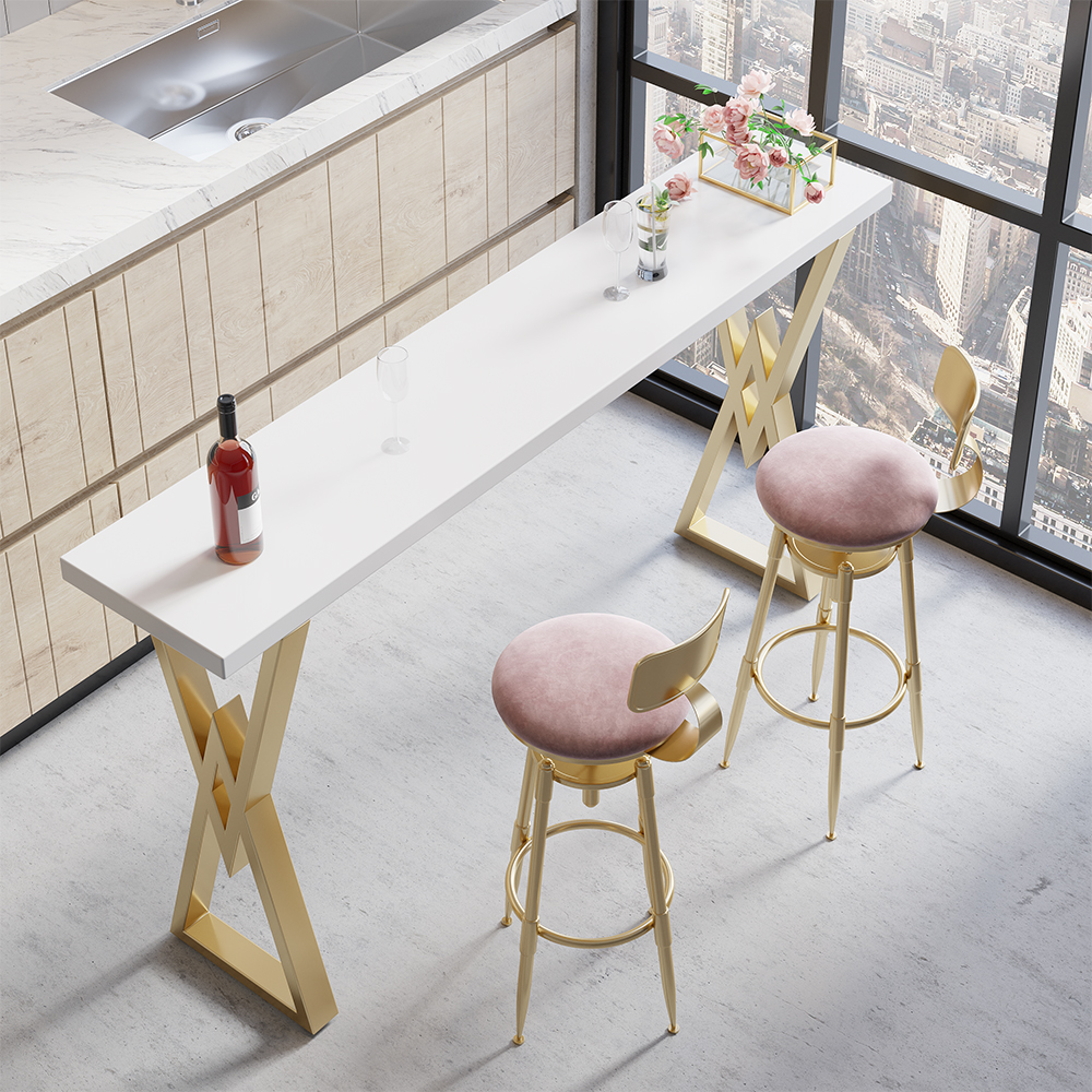 Pink and Gold Swivel Adjustable Height Upholstered Bar Stool (Set of 2)