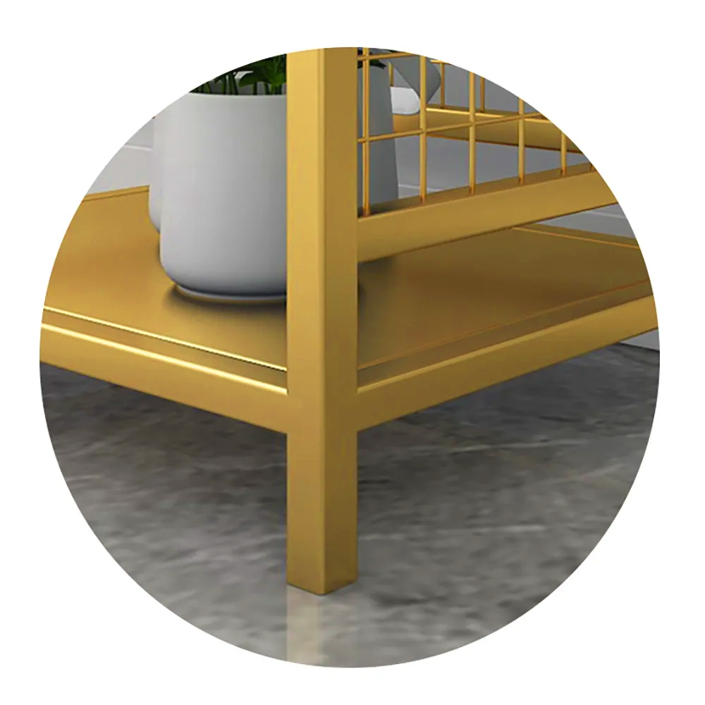 Modern 5Tier Gold Bookshelf Metal Freestanding Narrow Bookcase