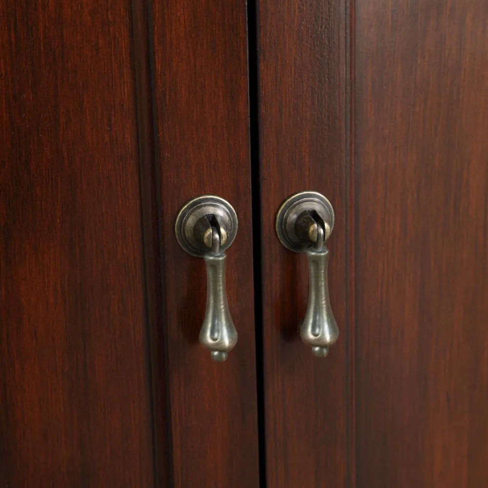 Traditional Walnut Corner Cabinet Triangle Accent Cabinet with Drawer & Shleves