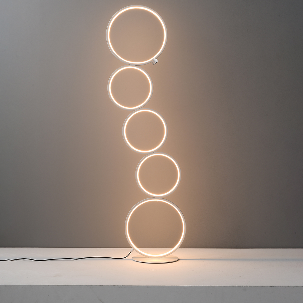 Multi-Head White Integrated LED Floor Lamp Geometric Standing Light
