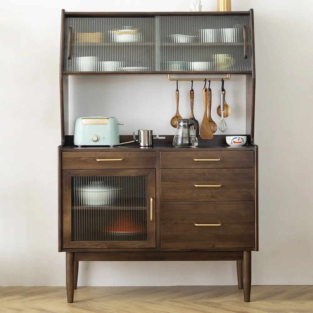 Velver Mid-century Modern Walnut Sideboard With 3 Doors 3 Shelves 4 Drawers in Small in US