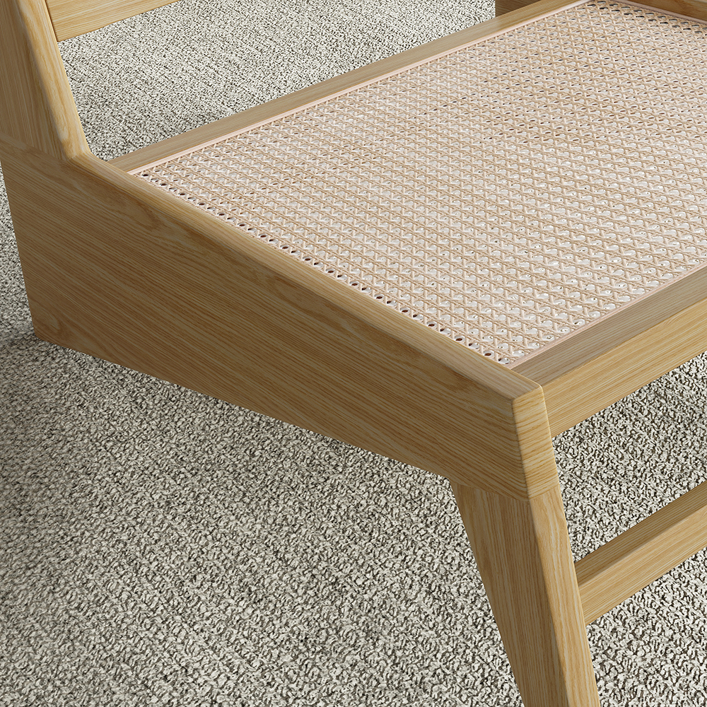Rattan and Wood Lounge Chair Accent Chair in Natural