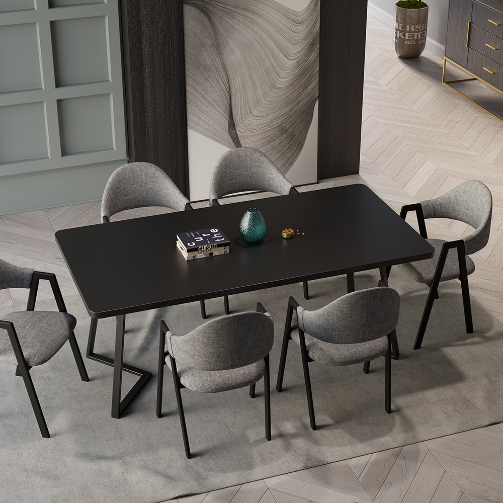 Set of 8 Linen Dining Chair Upholstered Curved Back Modern Gray Dining Room Chairs