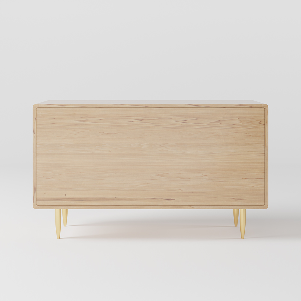 Mid century Modern Tural 53" Nordic Natural Bedroom Dresser with 6 Drawers Rattan Woven in Gold