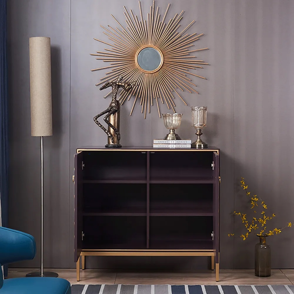 Modern Cabinet Scale Patterned Sideboard Buffet with Doors & Shelves in Small