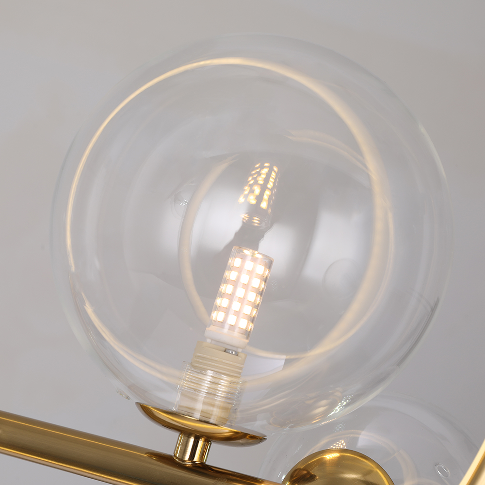 Bubi Modern Linear Gold Kitchen Island Light 7-Light Glass Globe Shade