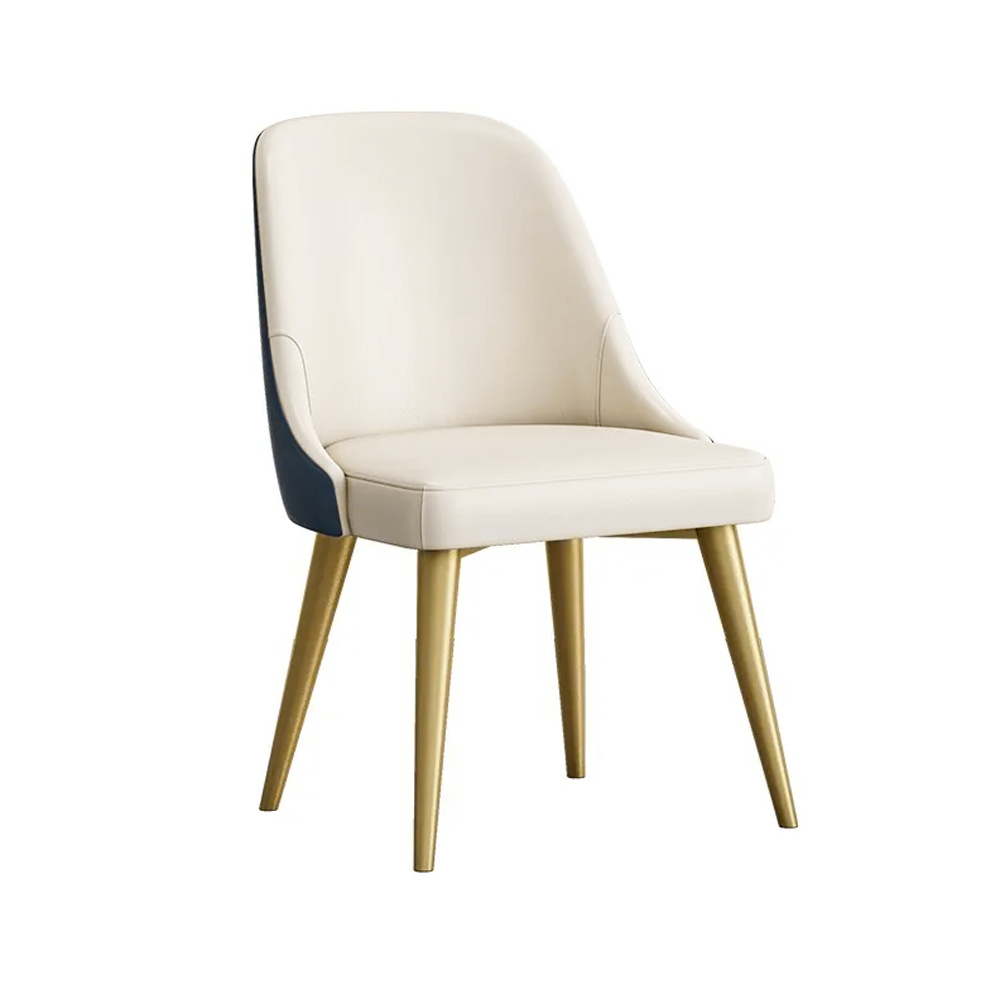 Set of 4 Dining Chairs PU Leather Upholstered Off-White Dining Room Chair