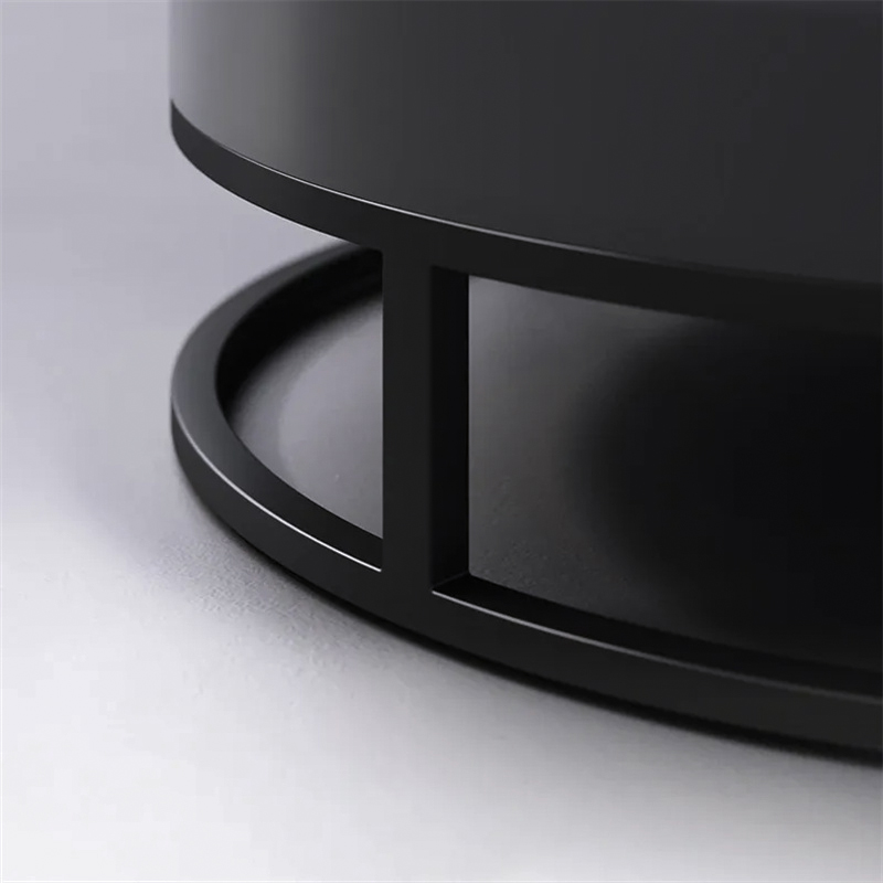 Gray Round Wood Swivel Modern Coffee Table with Storage