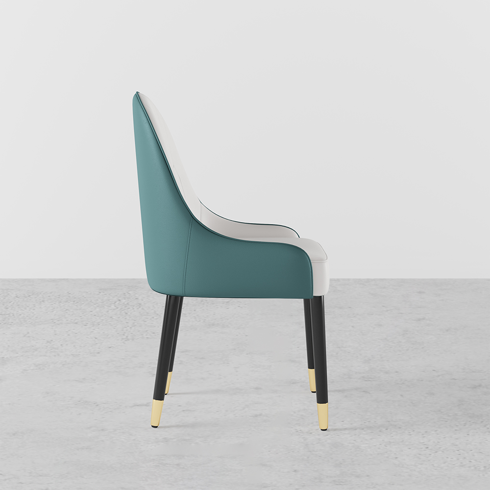 Set of 2 Modern Dining Chairs PU Leather with Upholstered in White & Green Dining Room Chairs