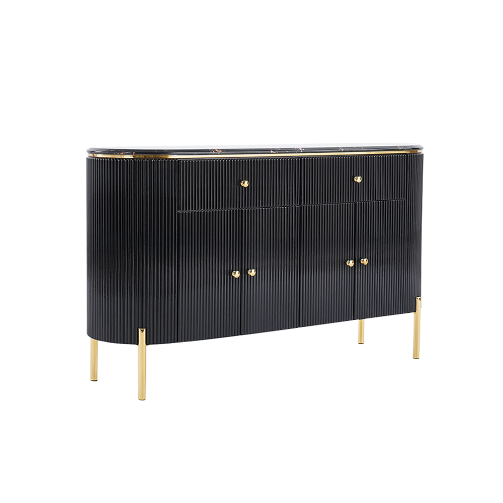55.1" Modern Marble Top Buffet & Sideboard Doors & Drawers & Shelves