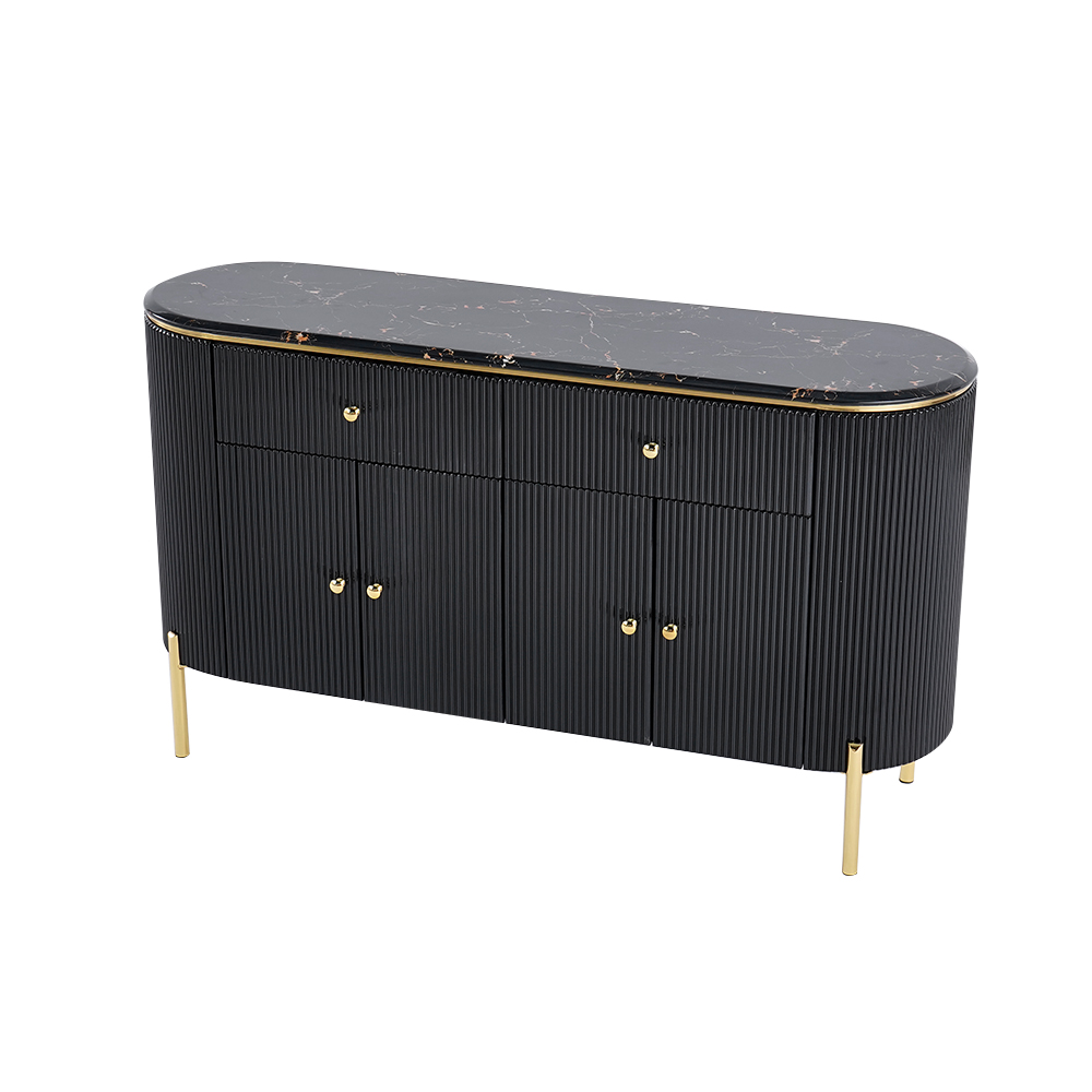 55.1" Modern Marble Top Buffet & Sideboard Doors & Drawers & Shelves