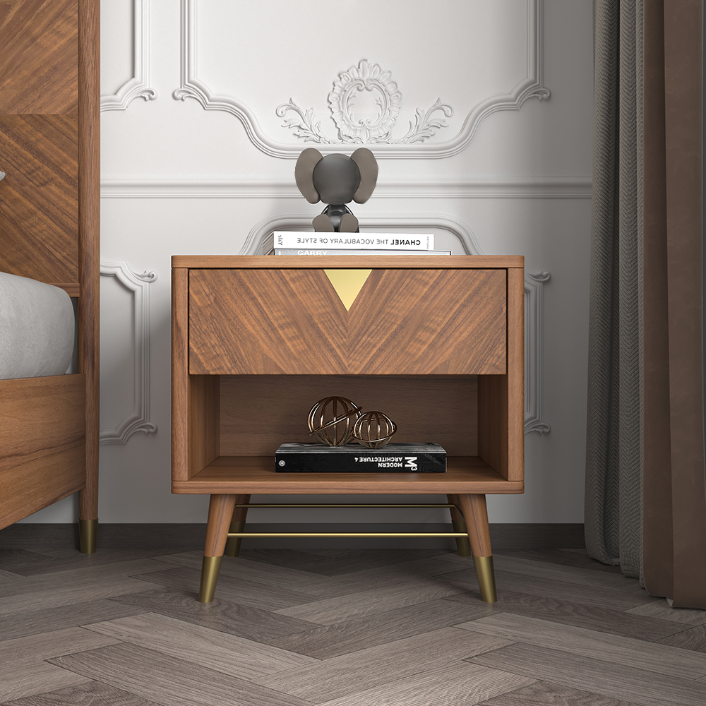 Capet Mid-century Wooden Nightstand With 1 Drawer Open Shelf in US