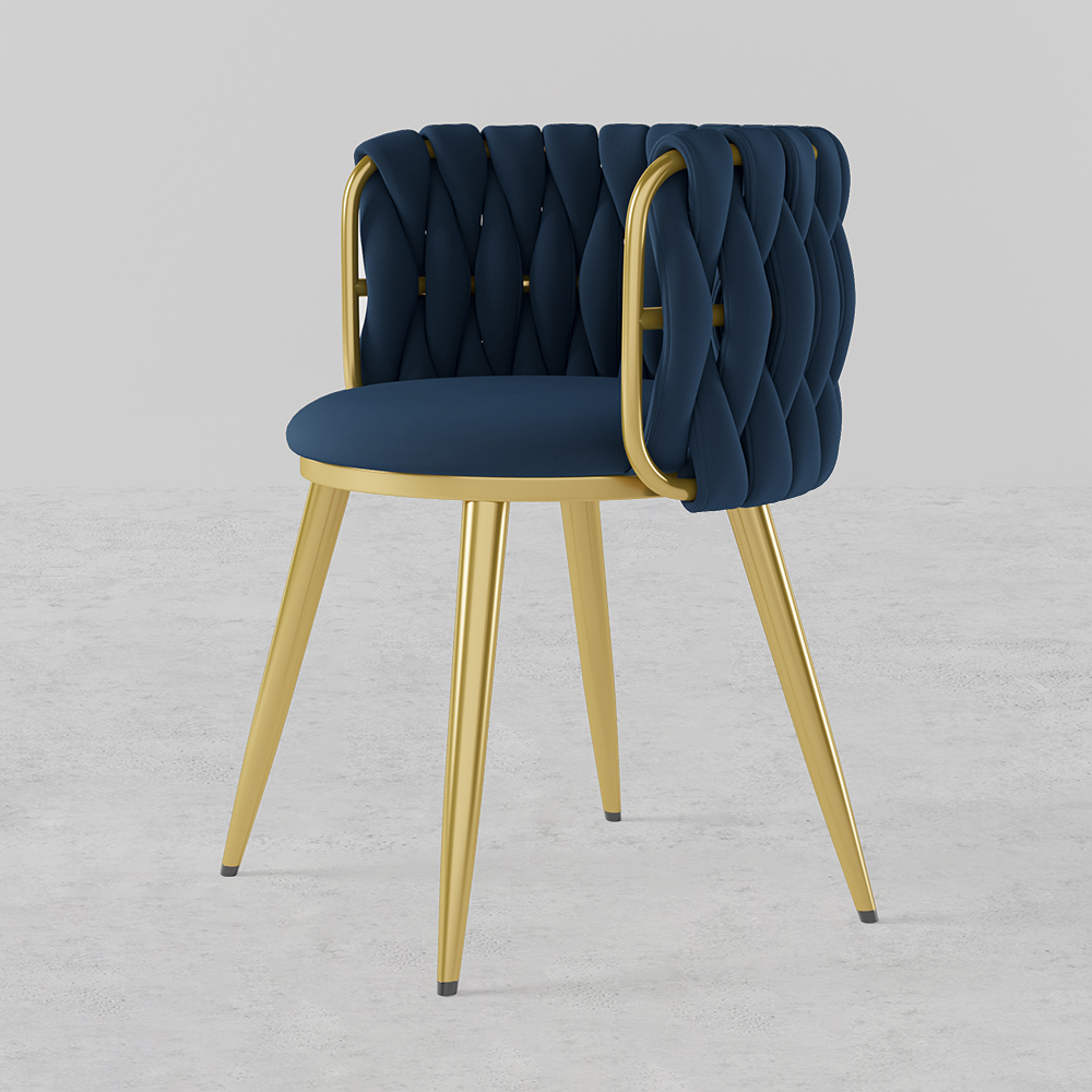 Set of 6 Barrel Back Dining Chair Velvet Upholstery Scandinavian Design Blue Round Accent