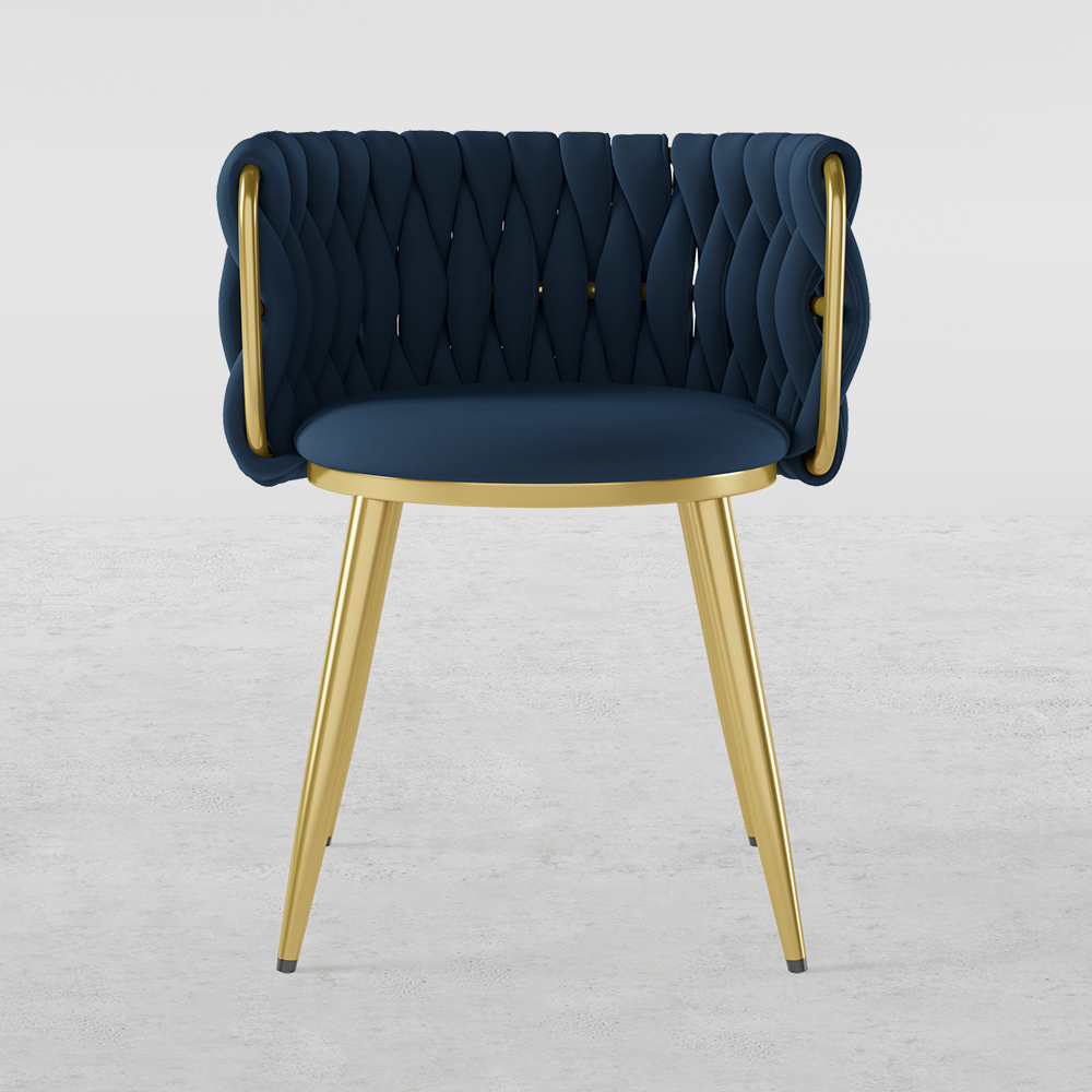 Set of 6 Barrel Back Dining Chair Velvet Upholstery Scandinavian Design Blue Round Accent