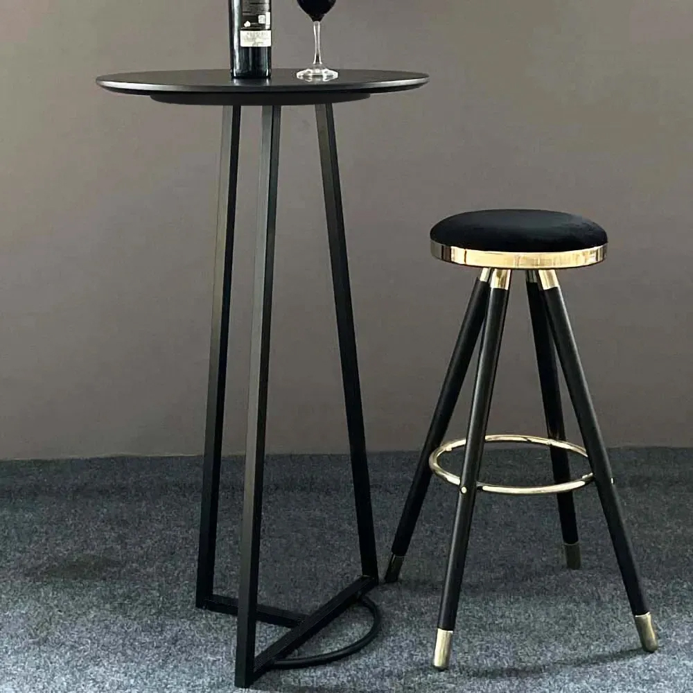 23.6" Modern Metal Black Bar Table With Round Top Metal Legs in US