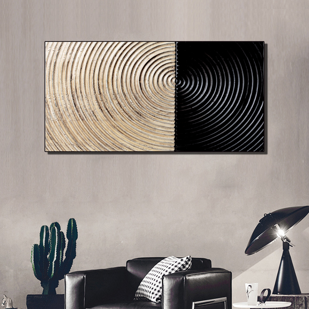 Modern Minimalist Abstract Painting Art Wall Decor for Living Room with Frame in Natural &