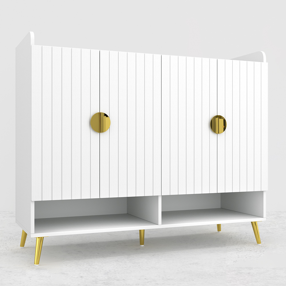 Yellar Nordic White Shoe Cabinet 10 Shelves Entryway Shoe Cabinet