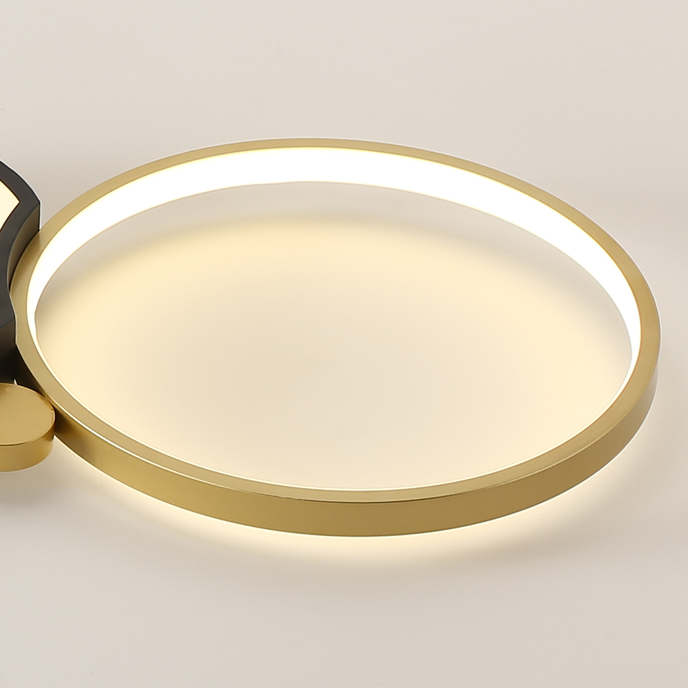 Multi-Circles 6-Light LED Flush Mount Ceiling Light in Black & Gold