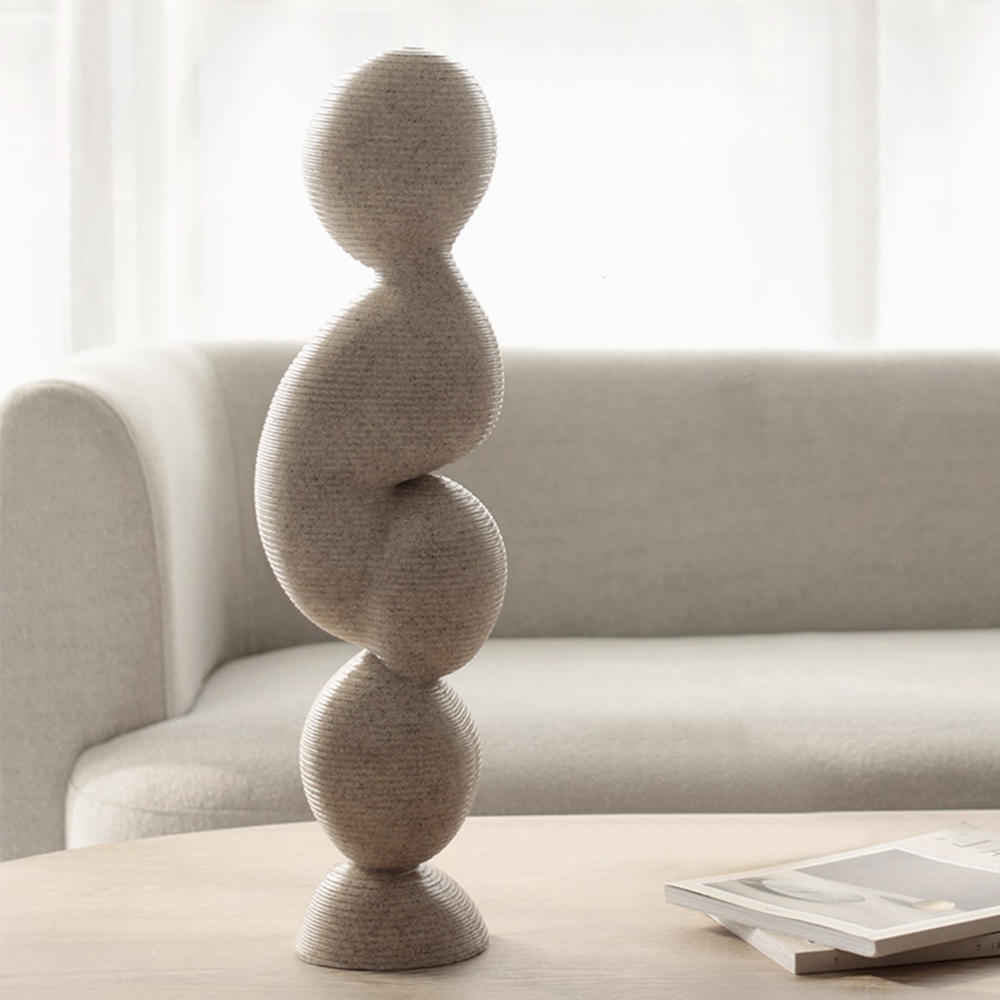 Modern Resin Abstract Sculpture Art Home Decorative Figurine Desk Decor in Off White in US