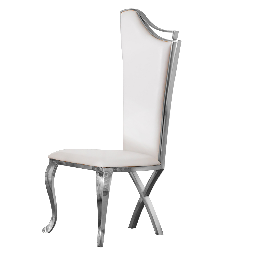 Modern White Upholstered Dining Chairs Set of 2 High Back Side Chair
