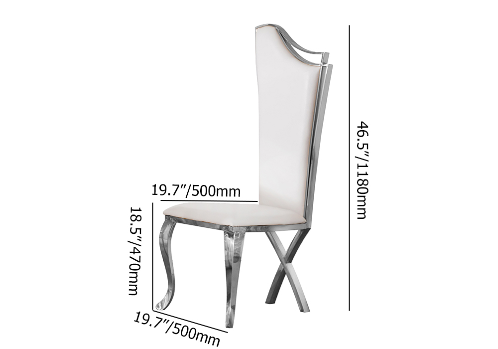 Modern White Upholstered Dining Chairs Set of 2 High Back Side Chair