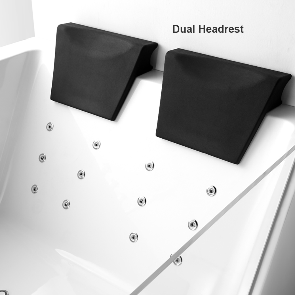 71" Double Jacuzzi Bathtub Acrylic LED Lighting with Whirlpool Water Jetted Massage Hydrotherapy Tub