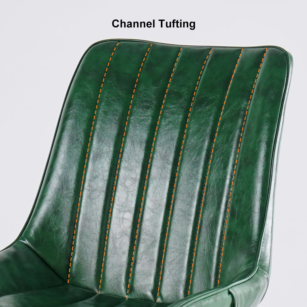 Set of 2 PU Leather Dining Chairs Upholstered High Green Kitchen Chairs