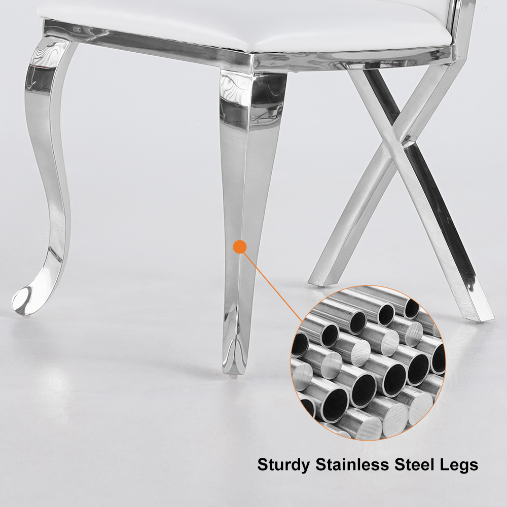 Modern White Upholstered Dining Chairs Set of 2 High Back Side Chair