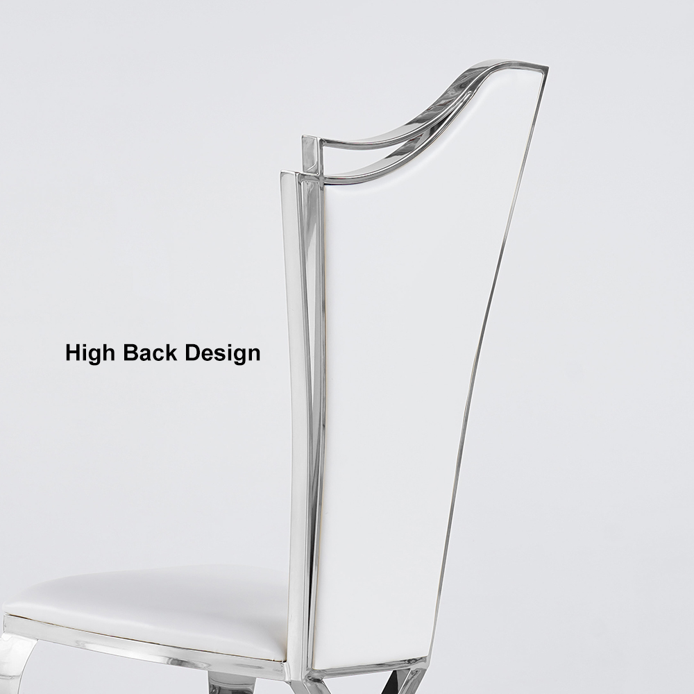 Modern White Upholstered Dining Chairs Set of 2 High Back Side Chair
