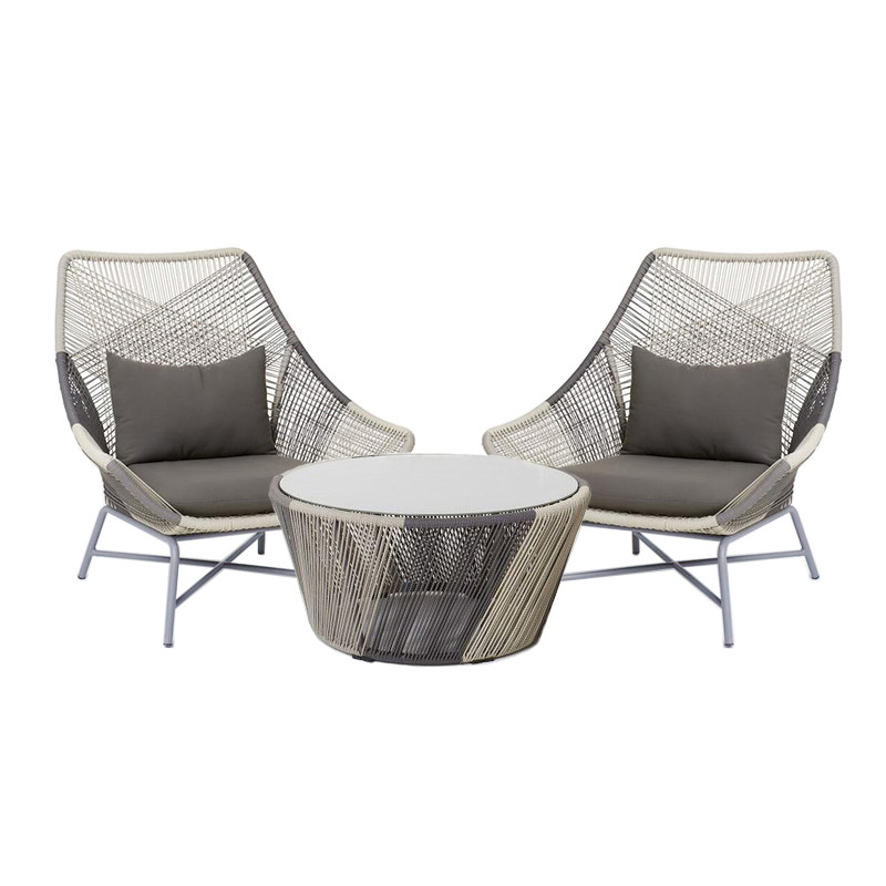 Outdoor PE Rattan Patio Chair Armchair with Cushion Pillow（Set of 2）