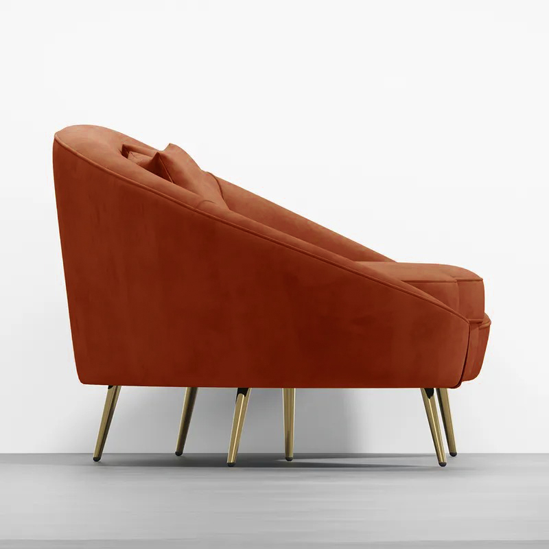 Modern 83" Bronze Velvet Curved Sofa 3-Seater Sofa Toss Pillow Included