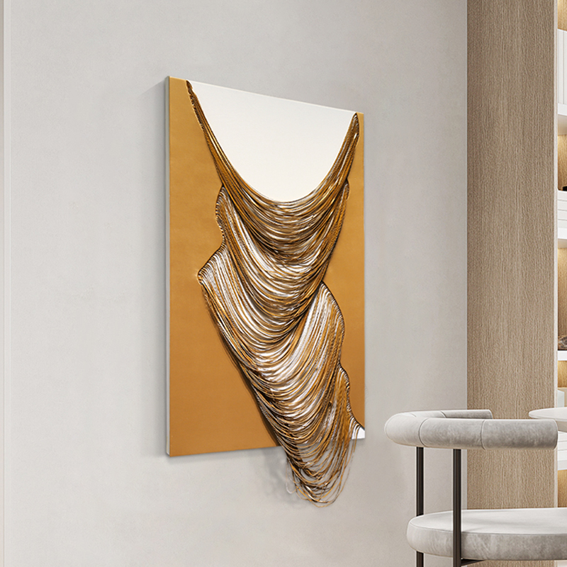 3D Modern White & Orange Geometric Abstract Wood Wall Decor Art for Living Room Bedroom