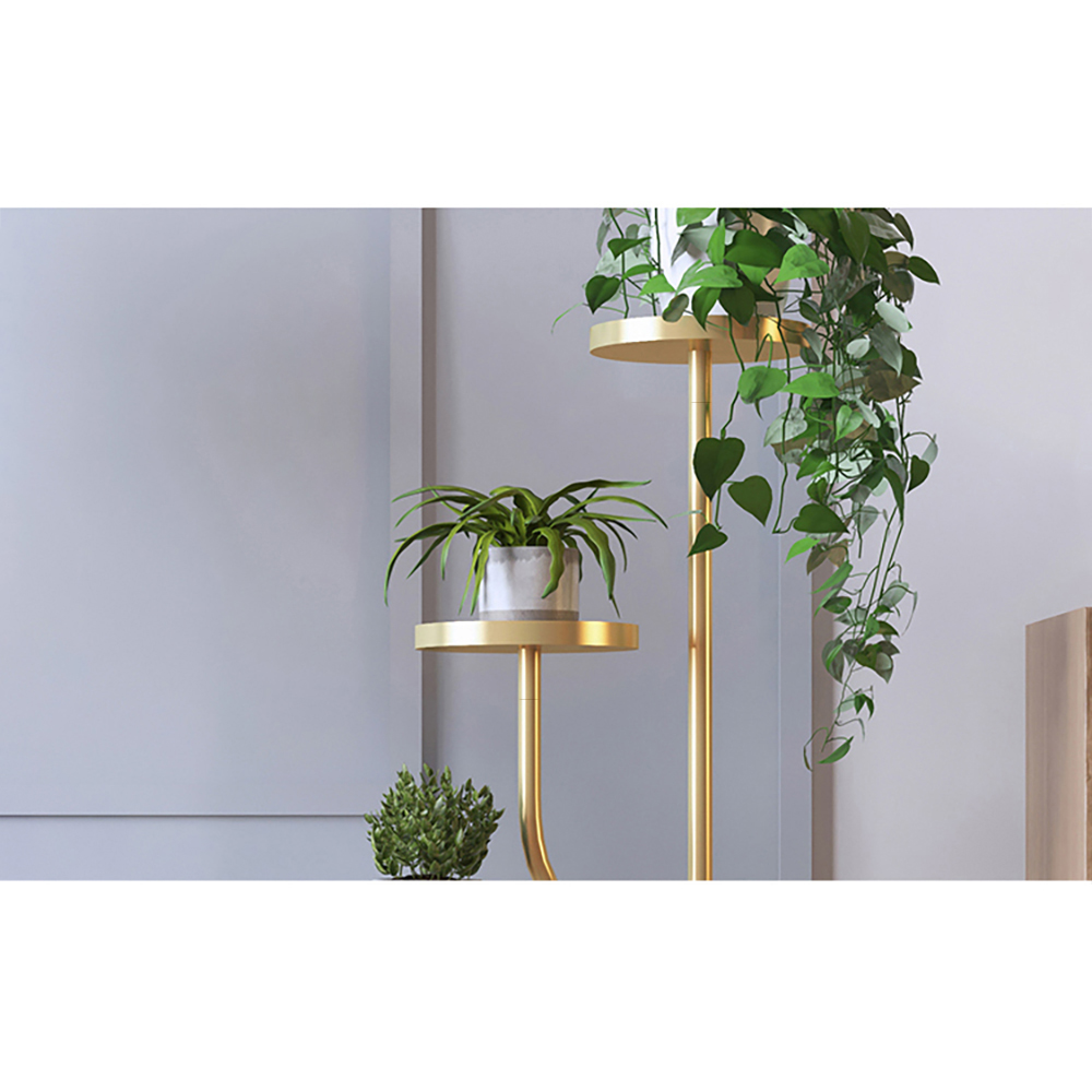 42.5" Tall Metal Plant Stand 3 Tier Modern Corner Ladder Planter in Gold
