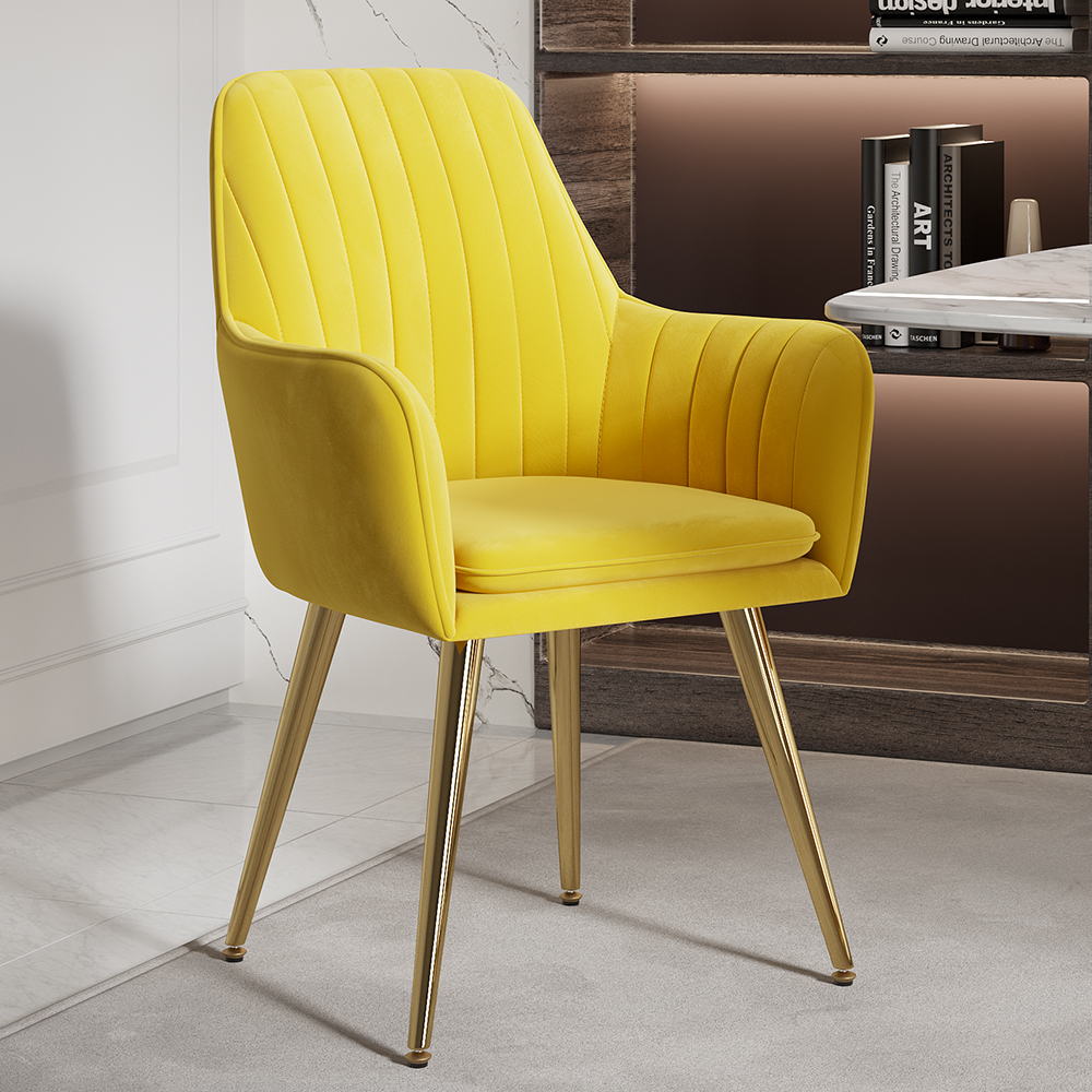 Modern Dining Chair Yellow Velvet Upholstered Dining Chairs With Arms (set of 2) in US