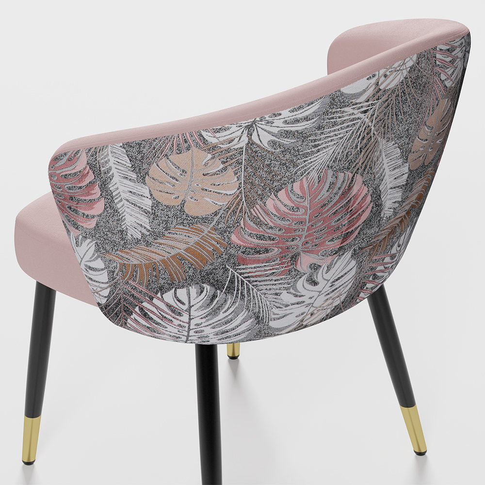Modern Velvet Dining Chairs Upholstered Pink Dining Room Chairs with Arm