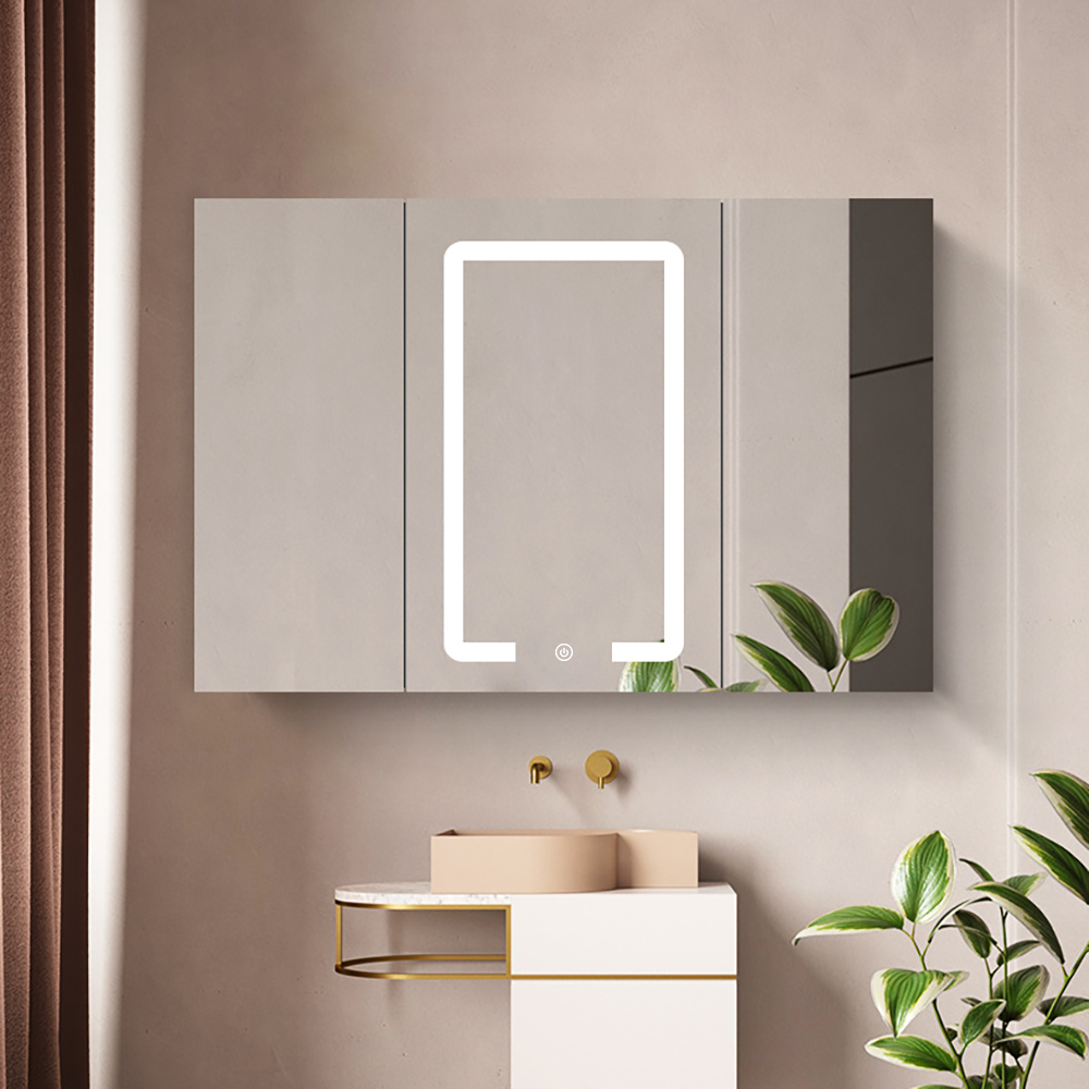 32" Modern Wall-mounted LED Lighted Bathroom Medicine Cabinet Vanity Mirror with Storage